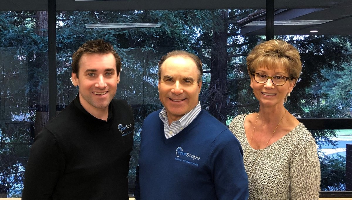 Matthew, Mark, and Kim Moore at the time InnerScope Hearing Technologies first entered the public markets, 2016