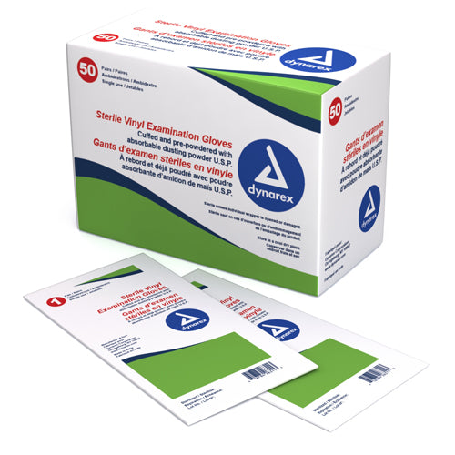 Sterile Vinyl Exam Gloves - Small, 50 Pairs/Box
