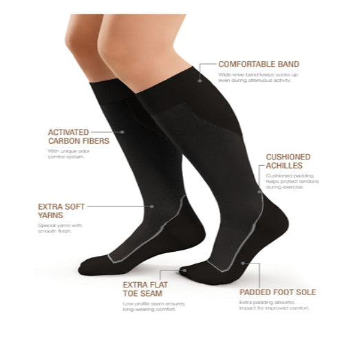 Jobst Sport Compression Sock 15-20 mmHg – Black, Large, 1 Pair